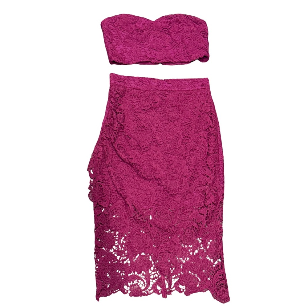 NWT- Elegant Lace Two-Piece Skirt Set in fuschia Pink from Lulus size large